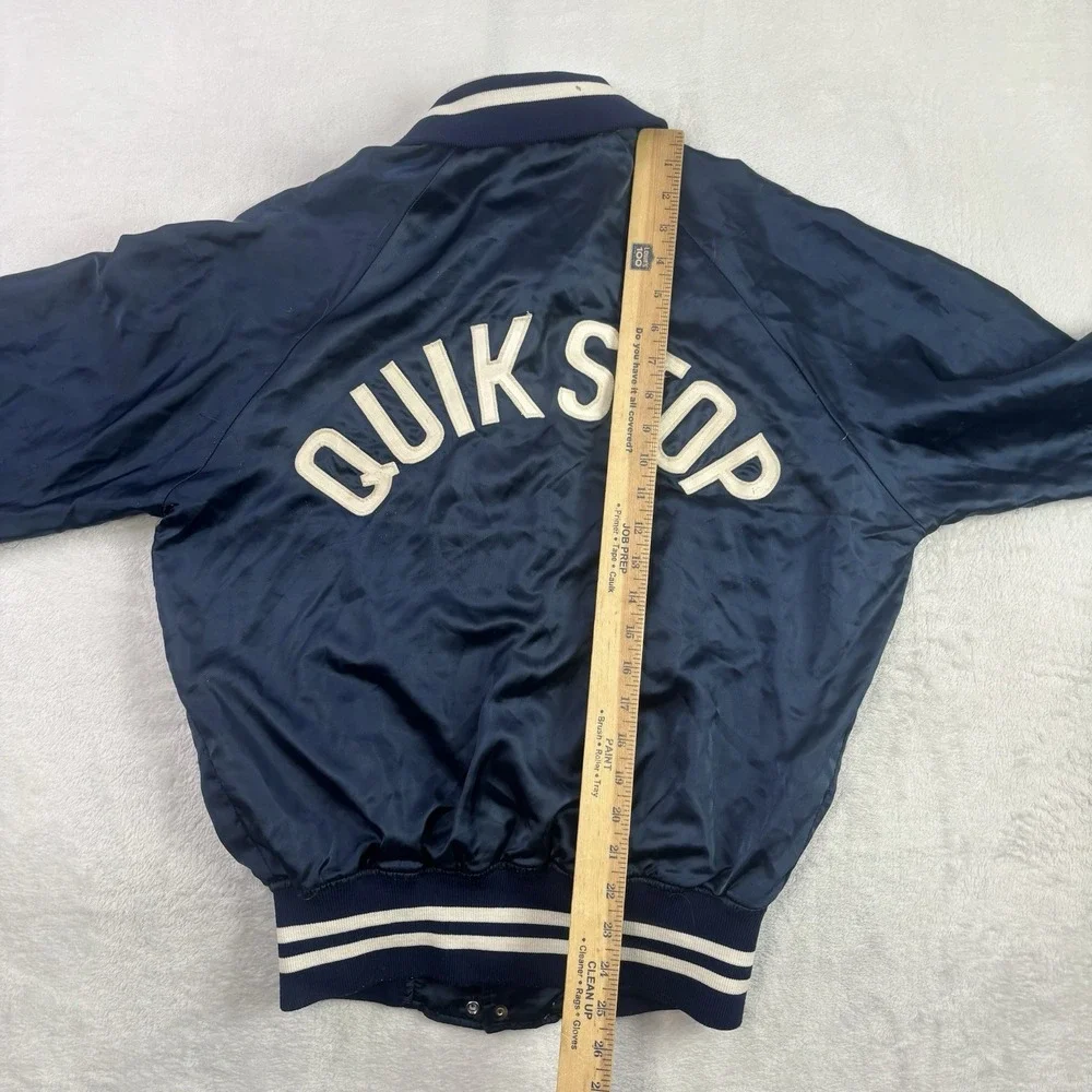 VTG Howe Athletic Apparel Quik Stop Blue Satin Bomber Jacket Men's Medium